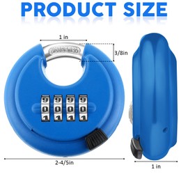 Maitys 4 Digit Combination Locks Stainless Steel Code Disc Lock Combo Padlock with Hardened Steel Shackle for Sheds Locker Storage Unit Gym Fence Gate Outdoor Indoor, Round (10, Blue)