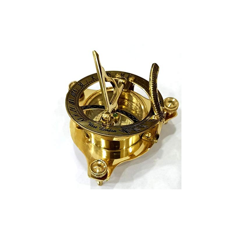 Nautical Sundial Compass - Solid Brass Sun Dial 3" Brass