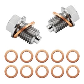 Prozwee 2PCS M14x1.5 Magnetic Engine Oil Drain Plug,Oil Drain Stainless Steel Nut Bolt with High-Temperature Neodymium Magnet,& 10PCS Copper Crush Washers Anti Leakage,for Most Cars,Motorcycles,Boats