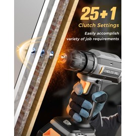 Cordless Drill, 20V MAX Power Drill Set with 2 Batteries & Charger, 3/8 Inch Keyless Chuck, Variable Speed, 25+1 Position and 56PCS Bits/Screws, Power Tools for Home Projects