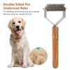 Pet Undercoat Rake Brush Double Sided Knots Removal Massage Wood