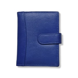 RAS Mens Womens Small Leather 24 Credit Cardholder with Popper Button Fastening 602 (Blue)
