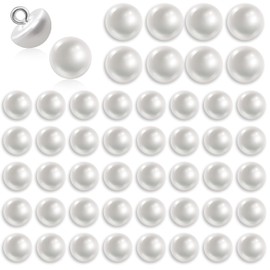 50PCS 10mm Pearl Buttons with Shank Round Pearl Buttons Decorative Buttons for Wedding Dresses, Sewing, Shirts, Jewelry Decorations, DIY Crafts Plastic Resin Sewing Buttons