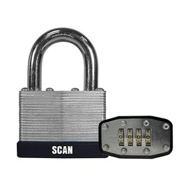 SCAN SCAPLLAM50C Steel Padlock, Silver