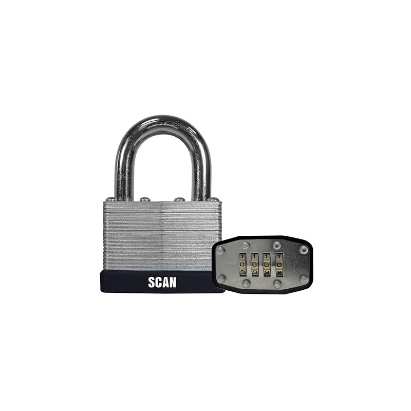 SCAN SCAPLLAM50C Steel Padlock, Silver