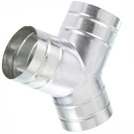 Y Shape 5"x5"x5" Duct Splitter, 3 Way Duct Hose Connector, 90° Degree Dust Fitting Adapter, Galvanized Steel Branch for Exhaust Fan, Dryer Vent Hose, Industrial HVAC Ventilation