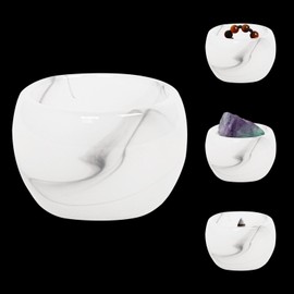 Orientrea - Cuenco de orgonita de ágata cornalina de 2.6 pulgadas, cuenco de piedra preciosa de cristal de ágata para meditación, decoración del hogar, curación de cristal, Reiki, cuenco de manchas