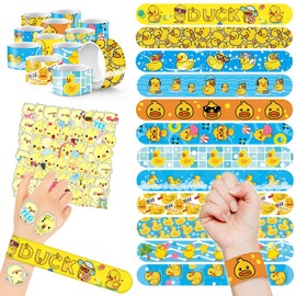 Yizeda 86PCS Duck Party Favors 36PCS Slap Bracelets 50PCS Temporary Tattoos Duck Birthday Party Supplies Decorations for kids&teens Gifts Teacher Classroom School Favors Prizes Exchanging Gifts